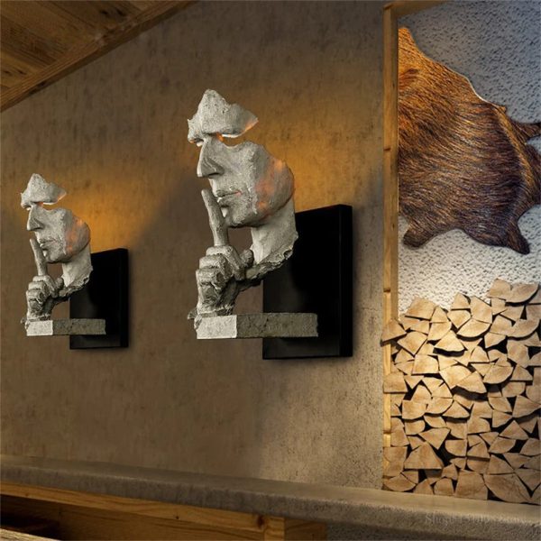 loft face wall lamp decoration salon wall lamps creative retro led light For home decor light art bar aisle indoor lighting - 图片 10