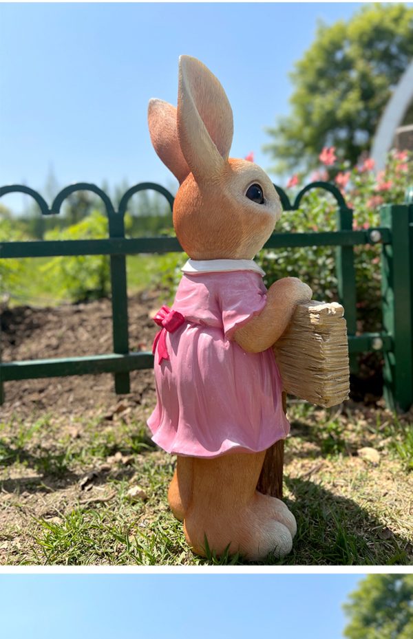 Cute Rabbit Wayfinding Sign Resin Painted Animal Ornaments Garden Lawn Miniature Items Kindergarten Standing Style Welcome Sign - 图片 24