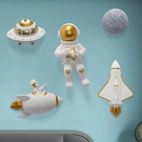 Star Astronaut Rocket Spaceship Accessories UFO Aircraft Resin Wall Decoration Children's Room Space Astronaut Wall Murals Items - 图片 19